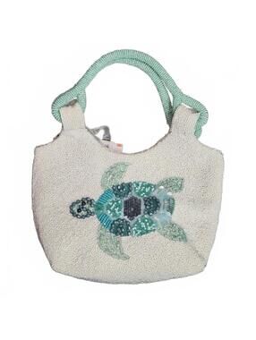 Viral Beaded Turtle Bag Handmade Made in India Seafoam Coastal Summer Chic NWT